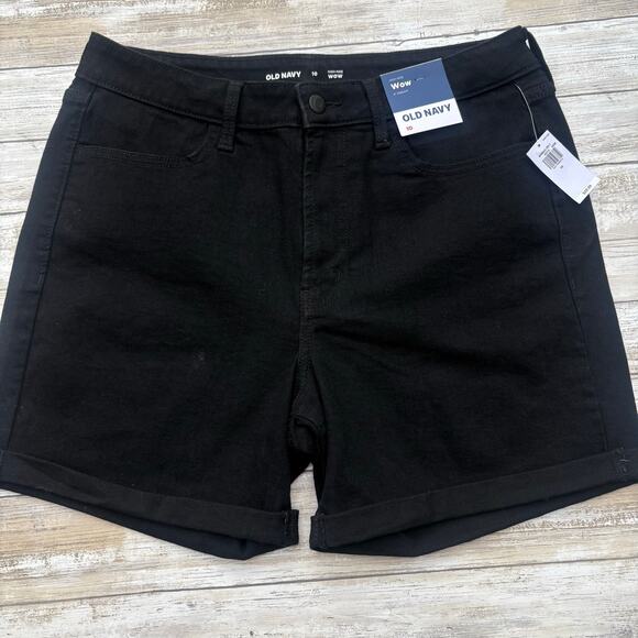 Old Navy Short Sz 10 NWT Black Denim High Rise Wow Casual Normcore Classic - Picture 1 of 8